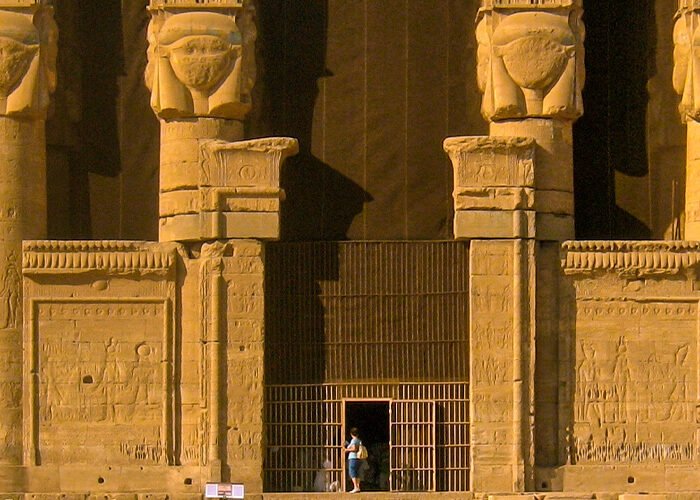 a closeup of the ancient dendera temple in luxor egypt