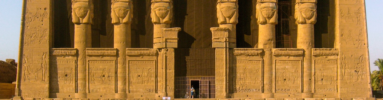 a closeup of the ancient dendera temple in luxor egypt