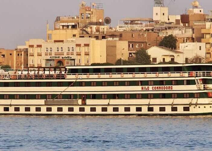 a giant and beautiful nile cruise in the nile river in egypt