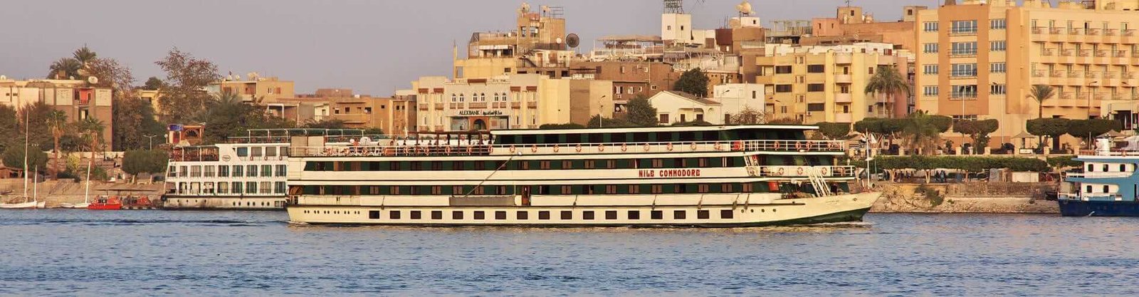 a giant and beautiful nile cruise in the nile river in egypt