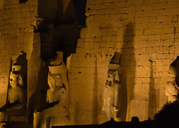 luxor temple close up in egypt at night