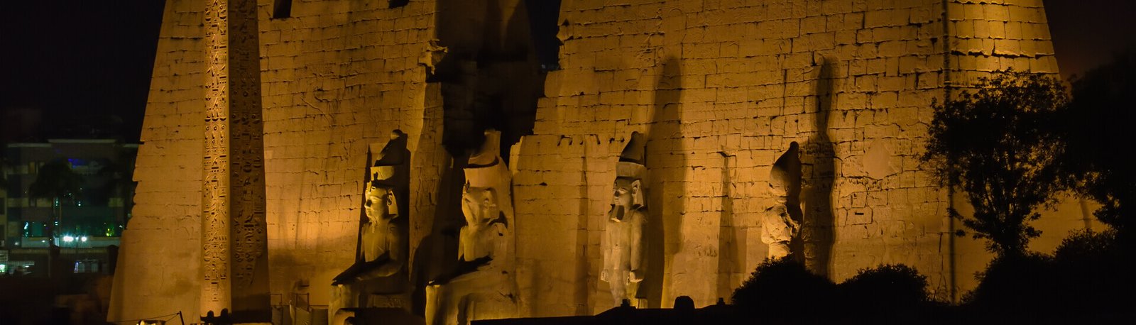luxor temple close up in egypt at night