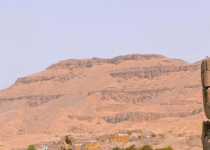 the giant statues of memnon in luxor governorate egypt