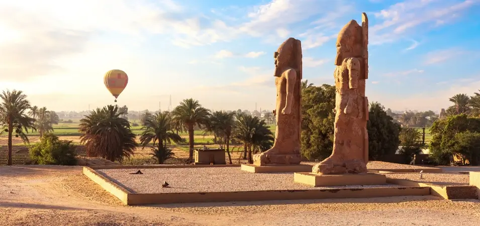 A stunning image of the Colossi of Memnon in Luxor Egypt